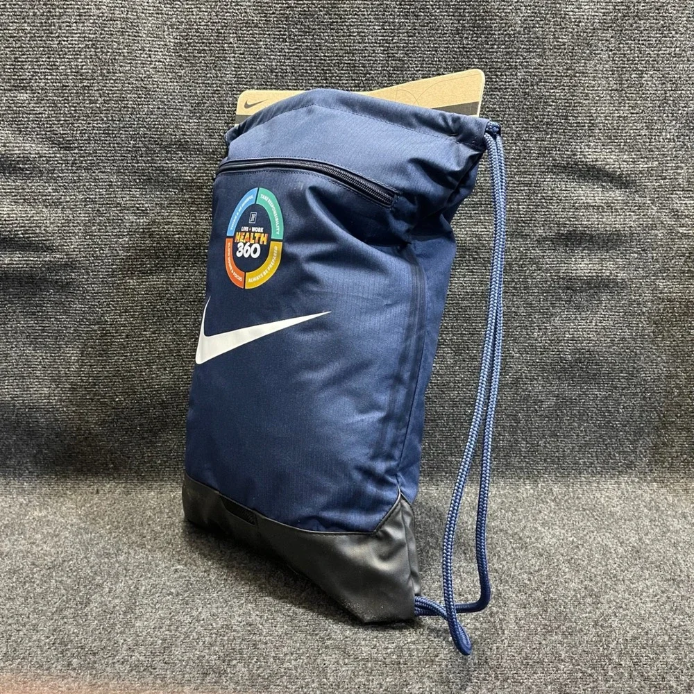 Nike DM3978-410 Brasilia 9.5‎ Health 360 Drawstring 18L Gym Bag Midnight Navy